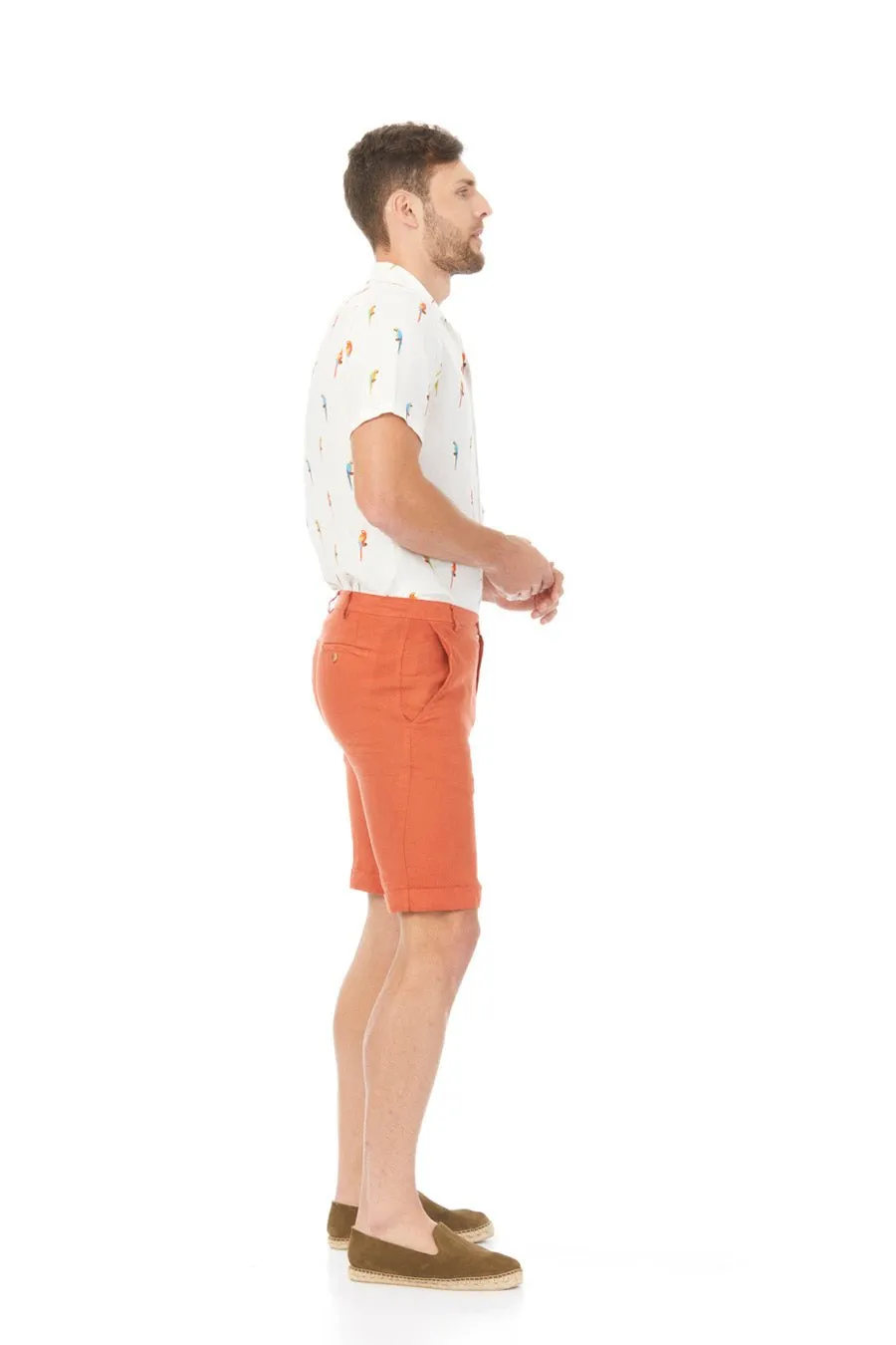 basic linen bermuda shorts brick