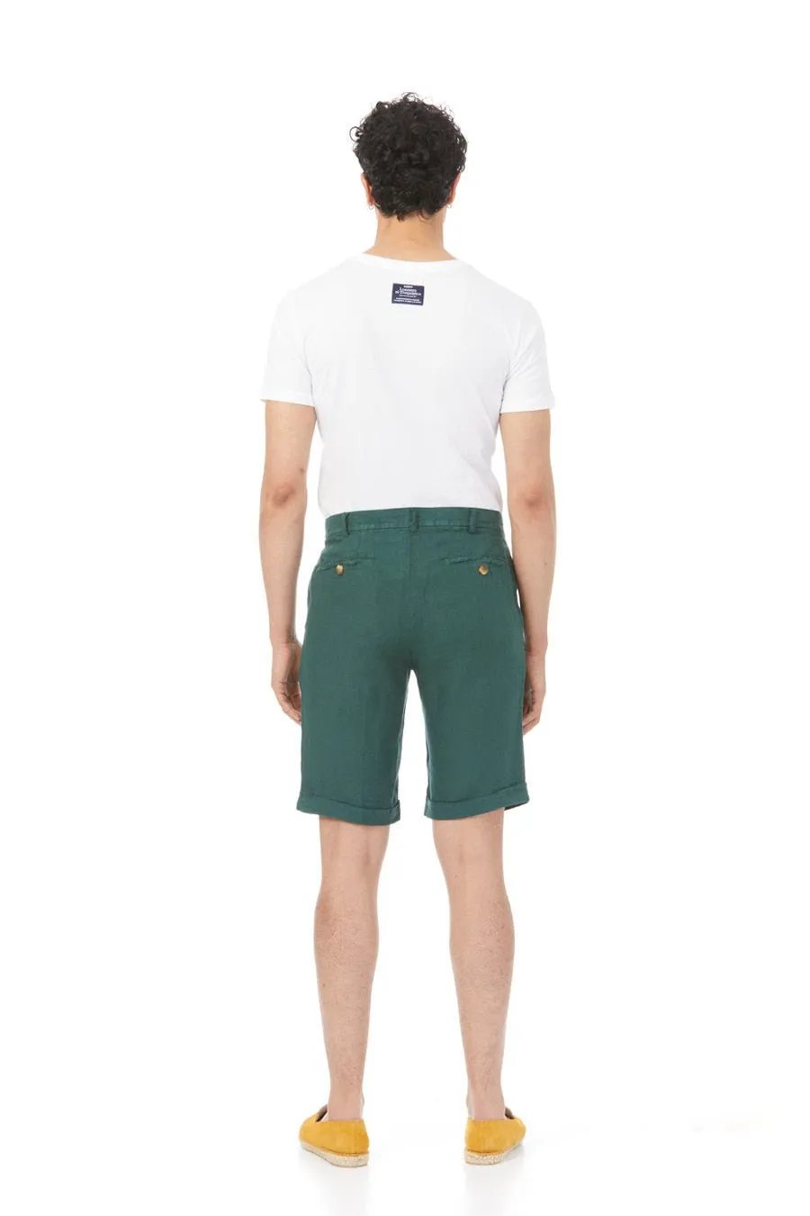 basic linen bermuda shorts green