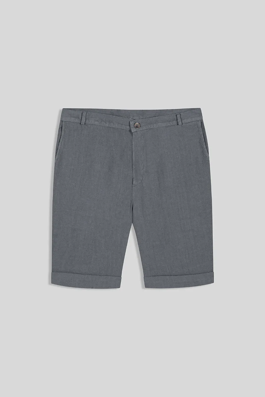 basic linen bermuda shorts grey