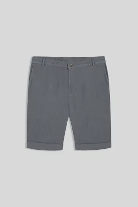 basic linen bermuda shorts grey