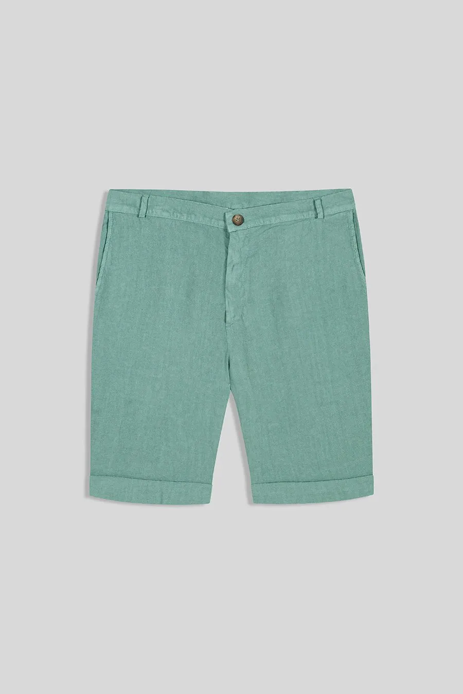 basic linen bermuda shorts persian green