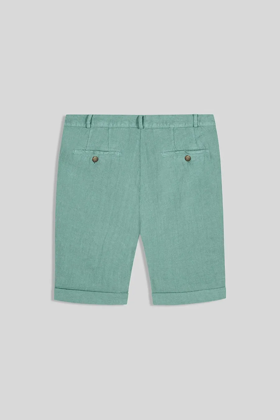 basic linen bermuda shorts persian green