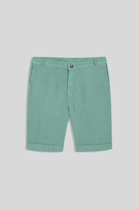 basic linen bermuda shorts persian green