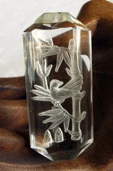 Birds and Bamboo Large Clear  Crystal Pendant (CP51)