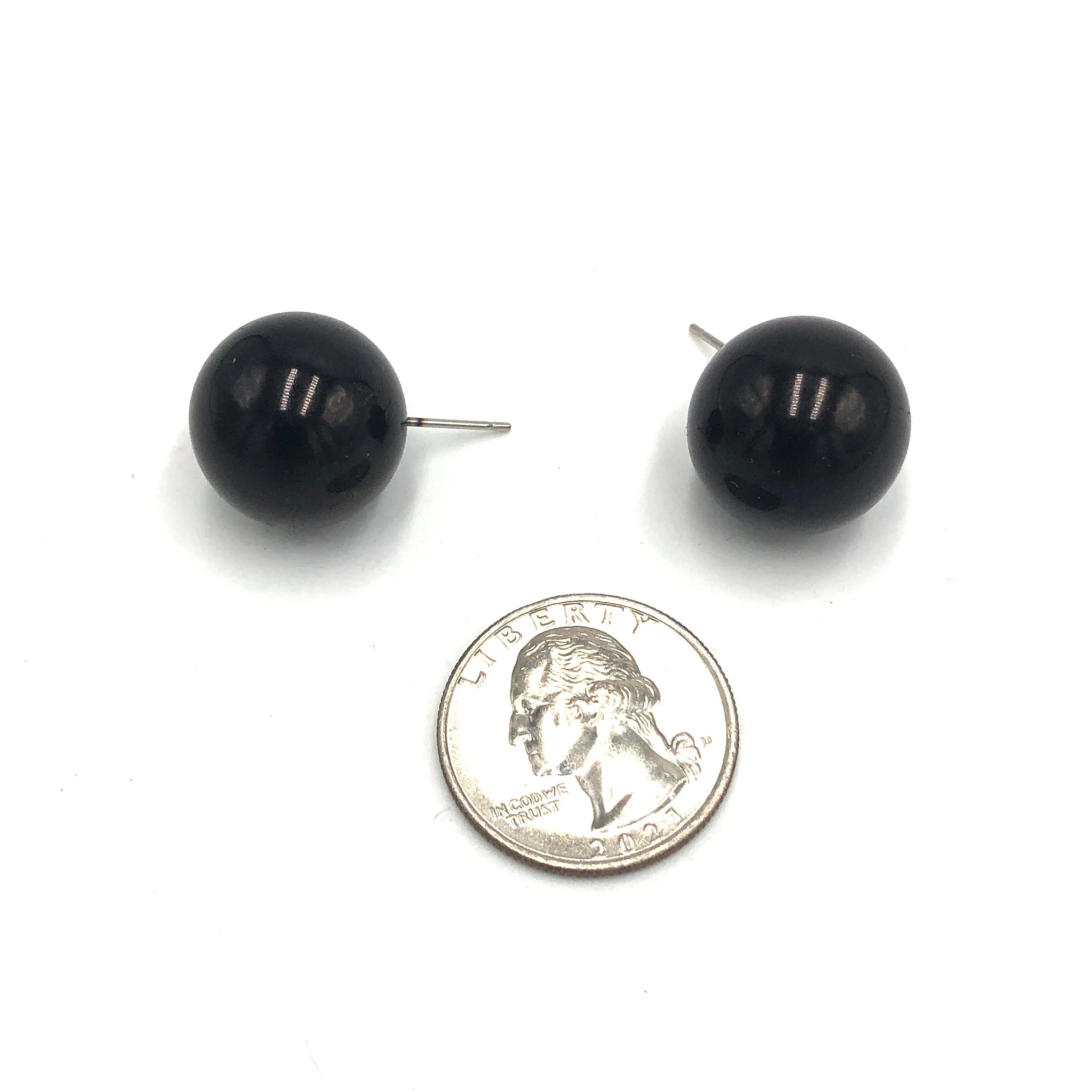 Black Mega Ball Stud Earrings