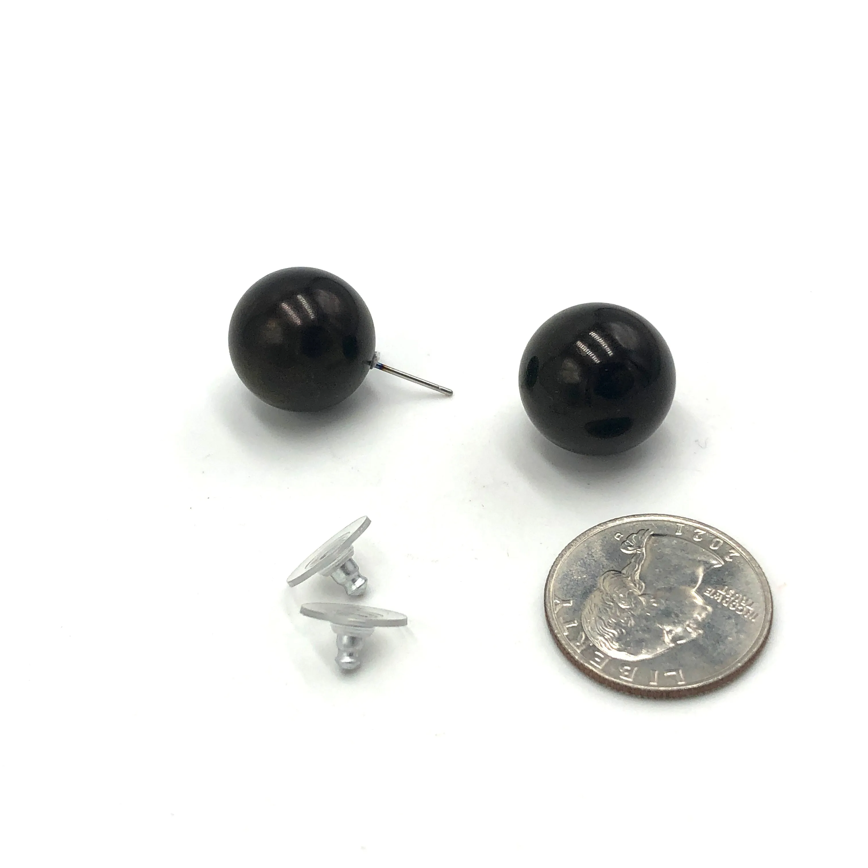 Black Mega Ball Stud Earrings