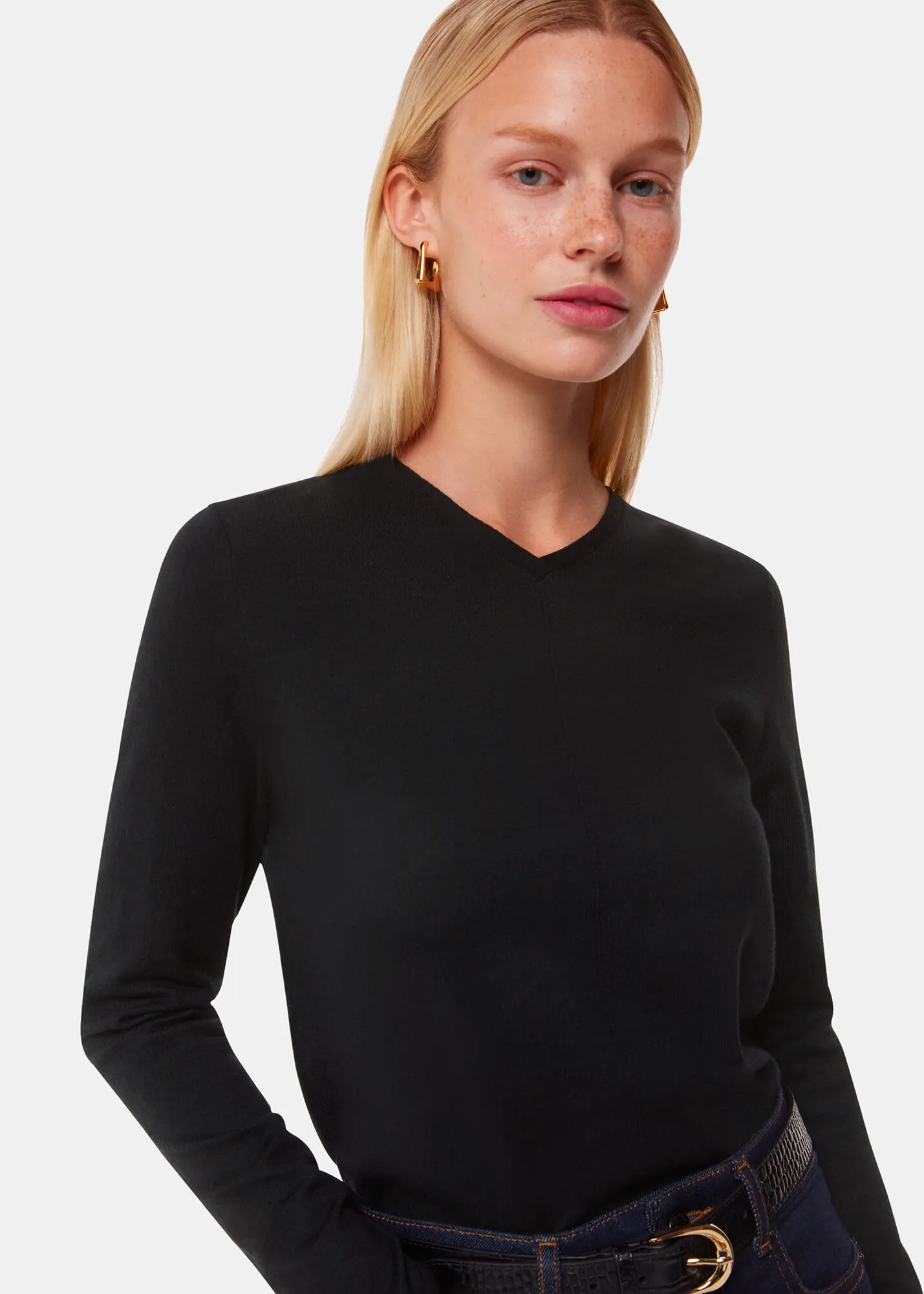 Black Mila V Neck Knit