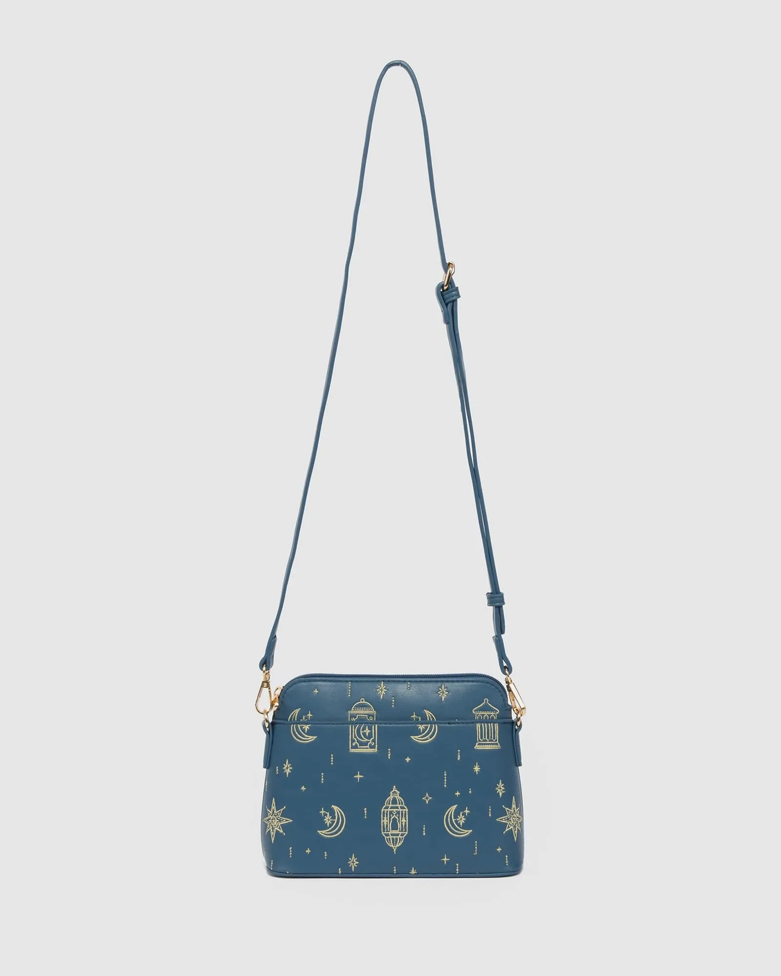 Blue Karen Embroidered Crossbody Bag