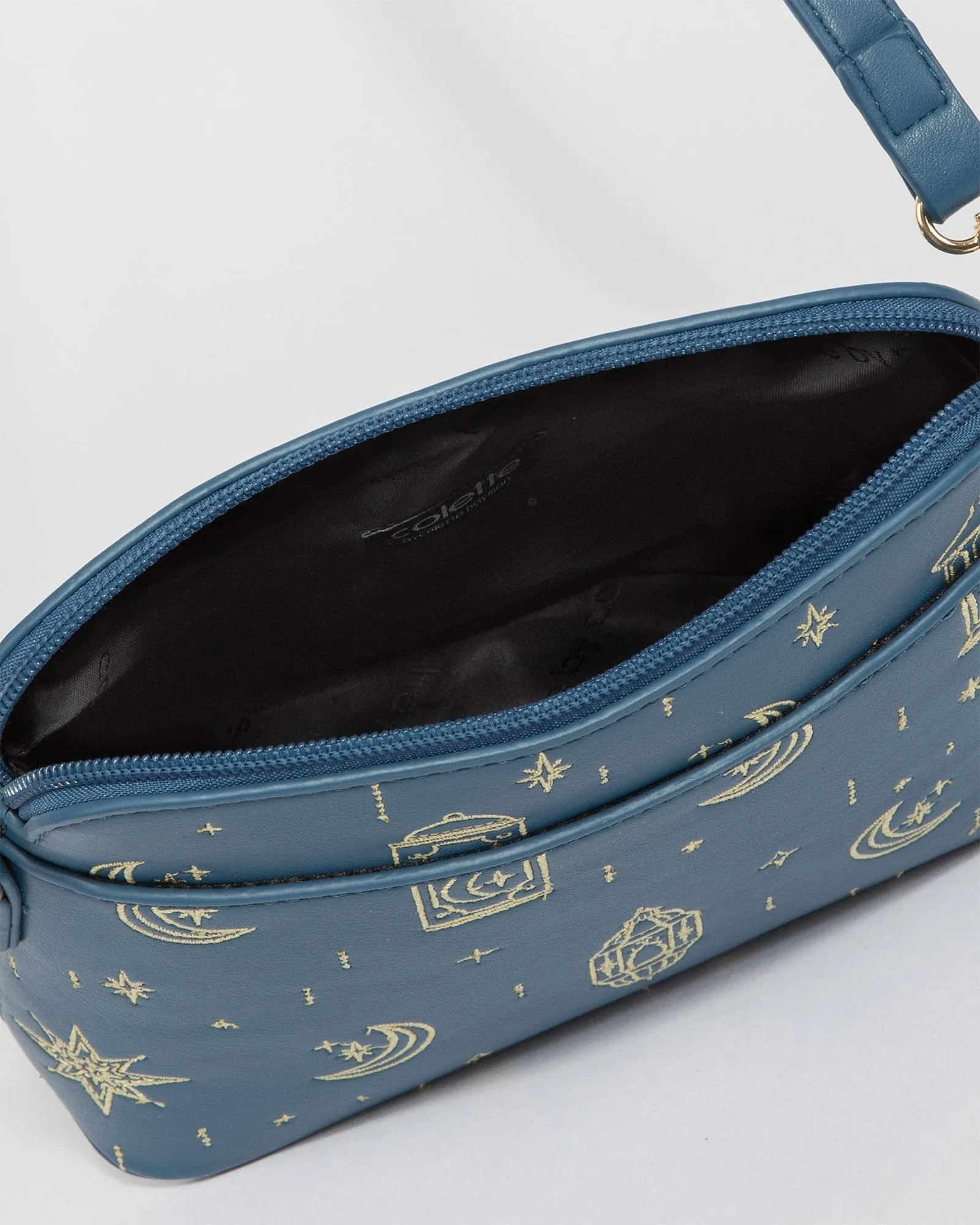 Blue Karen Embroidered Crossbody Bag