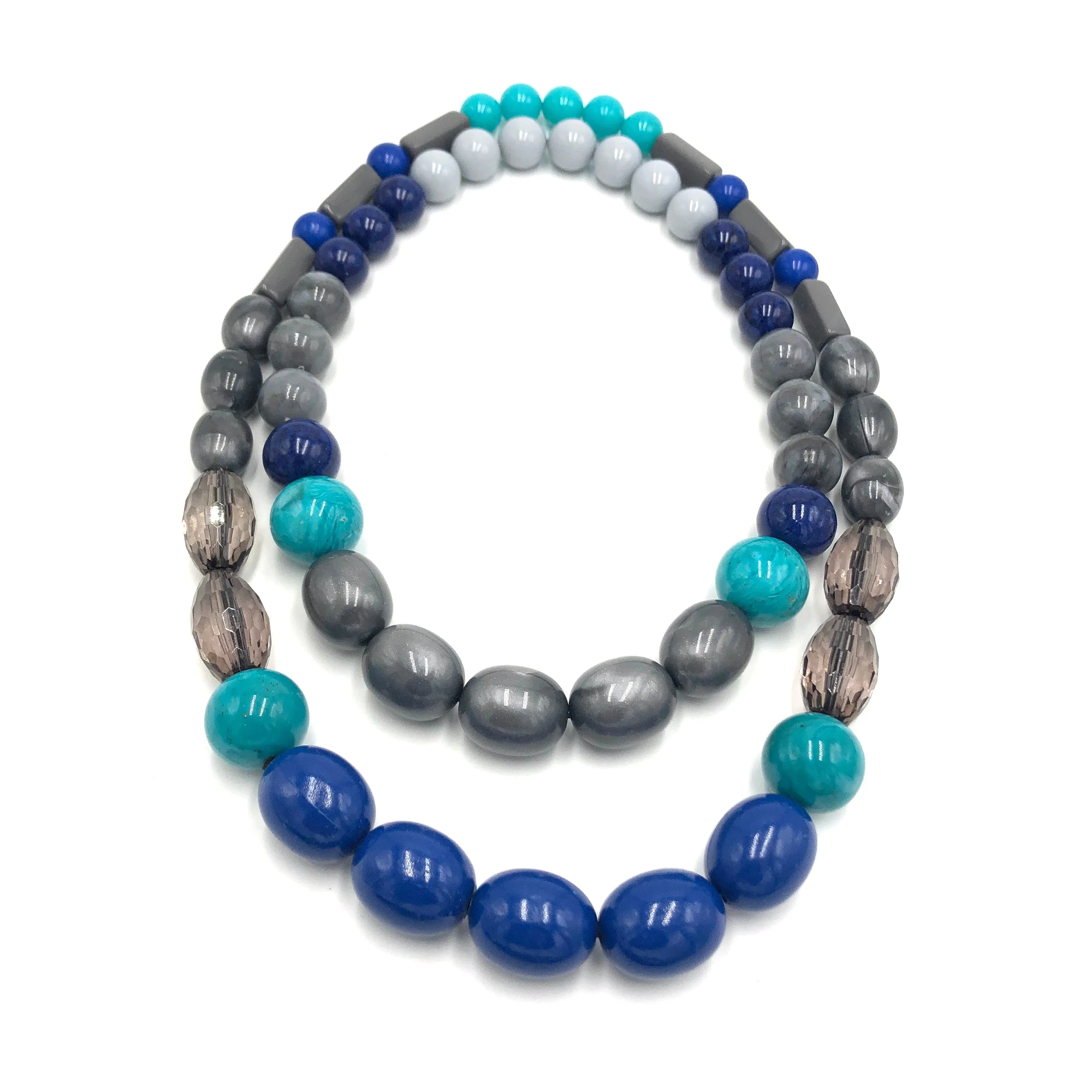 Blue Mist Stretch Bauble Necklace - Midi