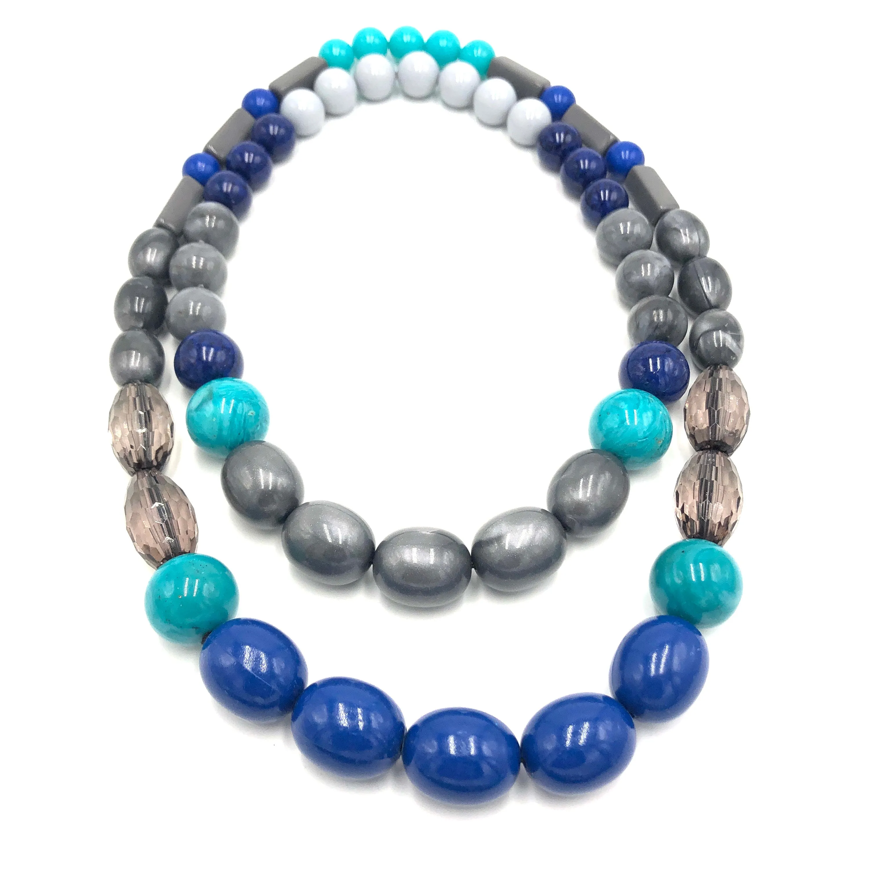 Blue Mist Stretch Bauble Necklace - Shortie