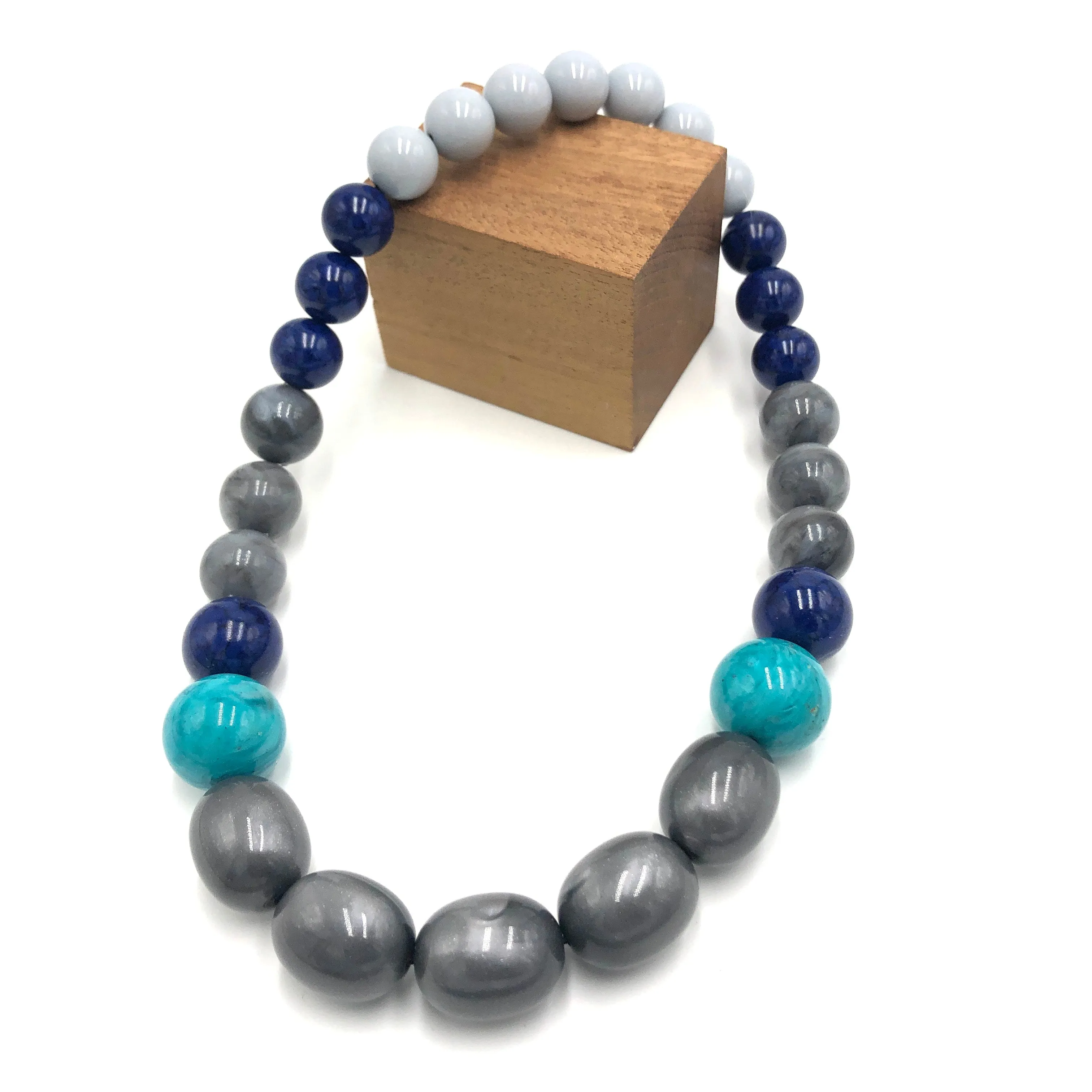 Blue Mist Stretch Bauble Necklace - Shortie