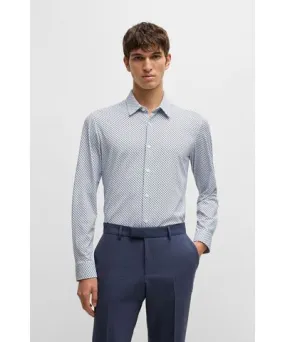 Boss Slim-fit shirt in printed performance-stretch jersey