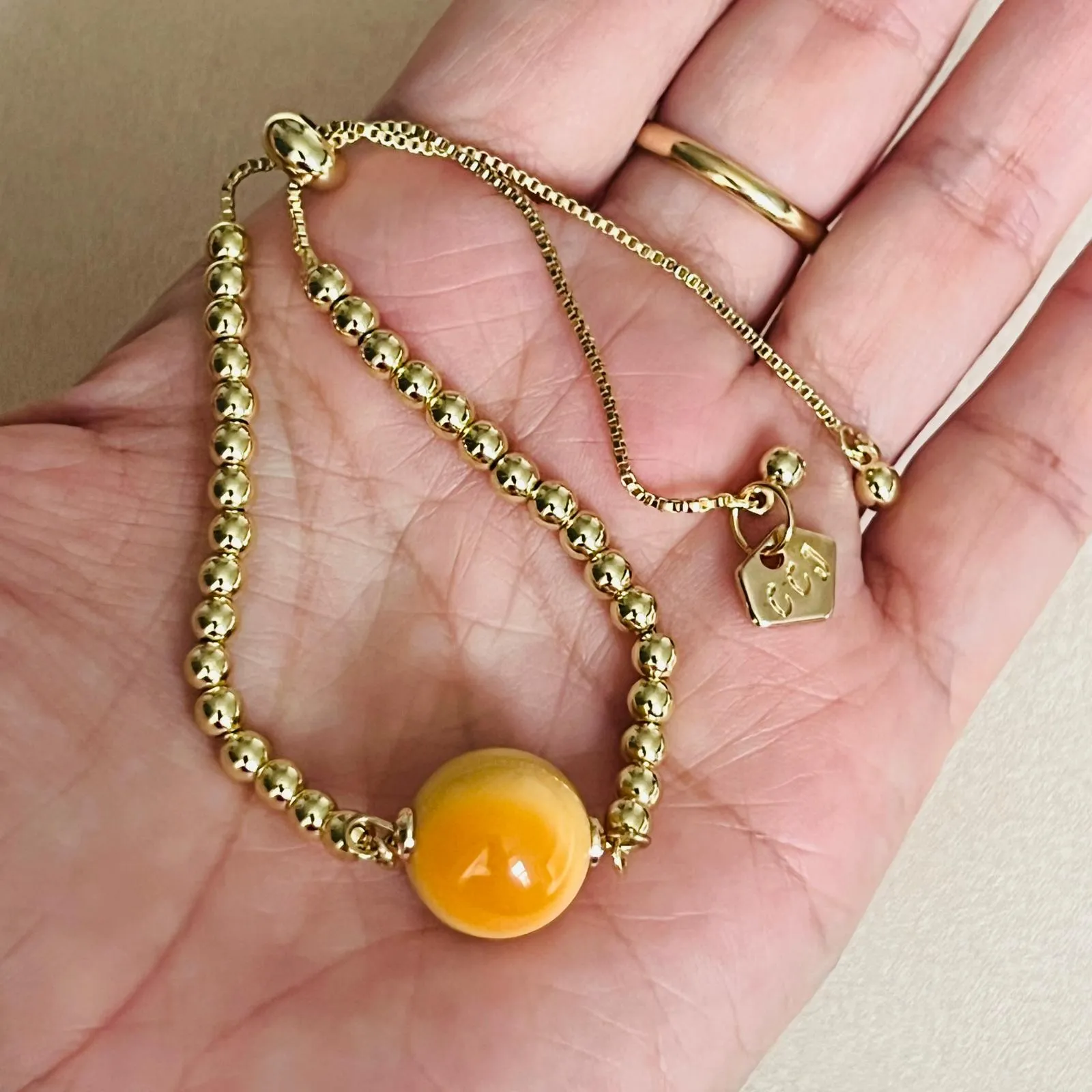 Burmese Yellow Agate La Forma Bracelet