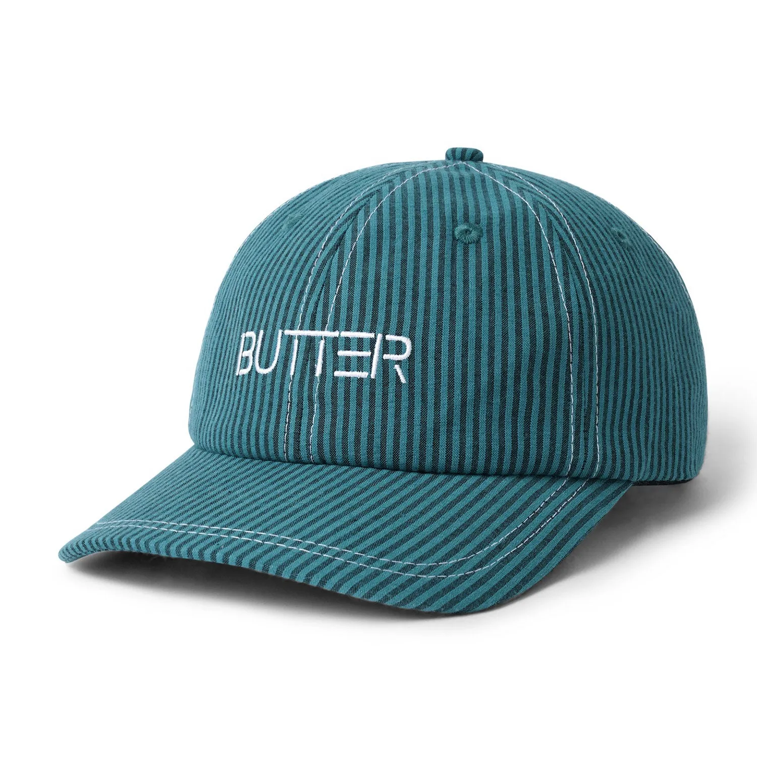 Butter Goods Seersucker 6 Panel Cap Dark Teal