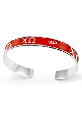 Chi Omega Bangle Cuff Bracelet (Red)