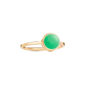 Circle sticker ring yellow gold with chrysoprase