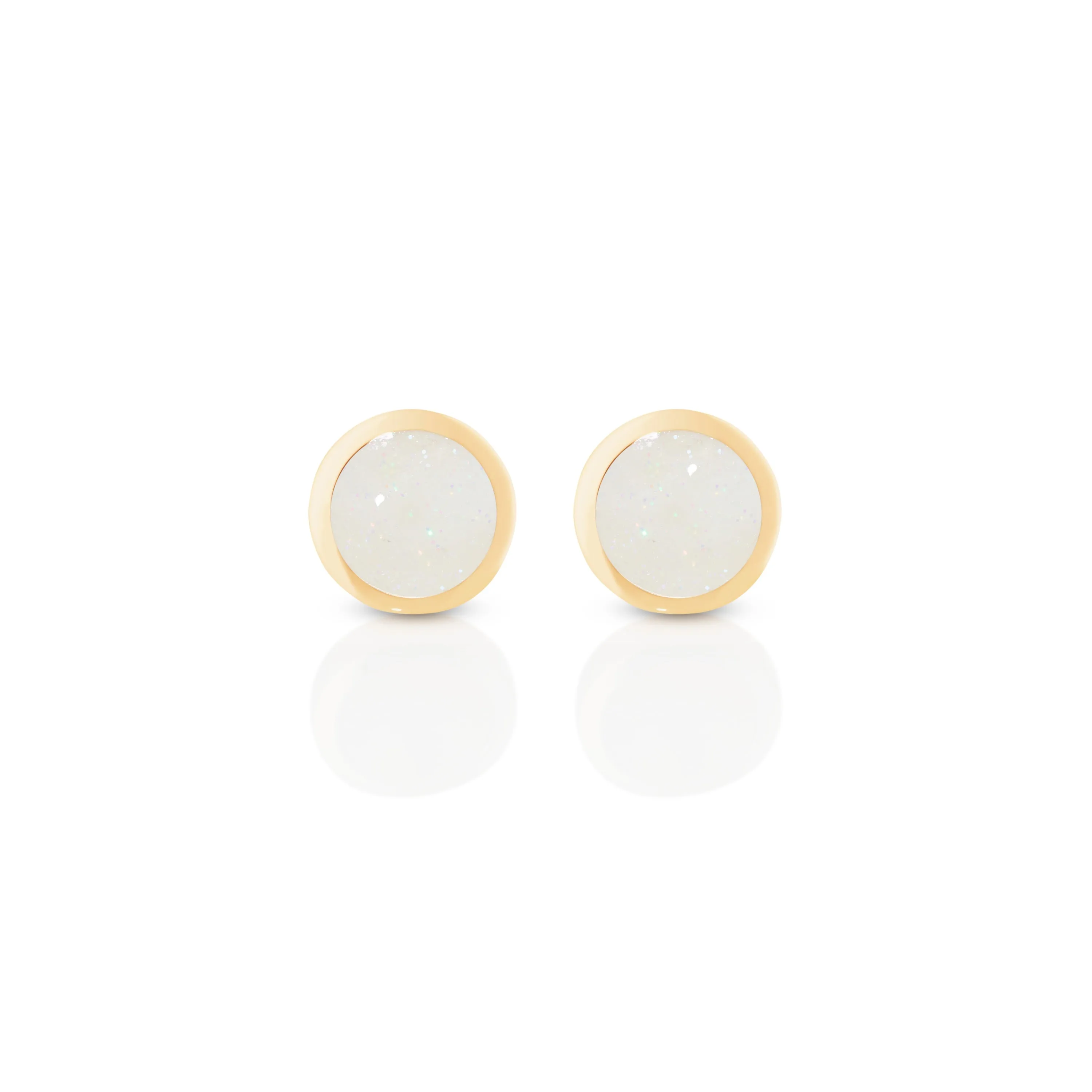 Circle sticker studs yellow gold with enamel