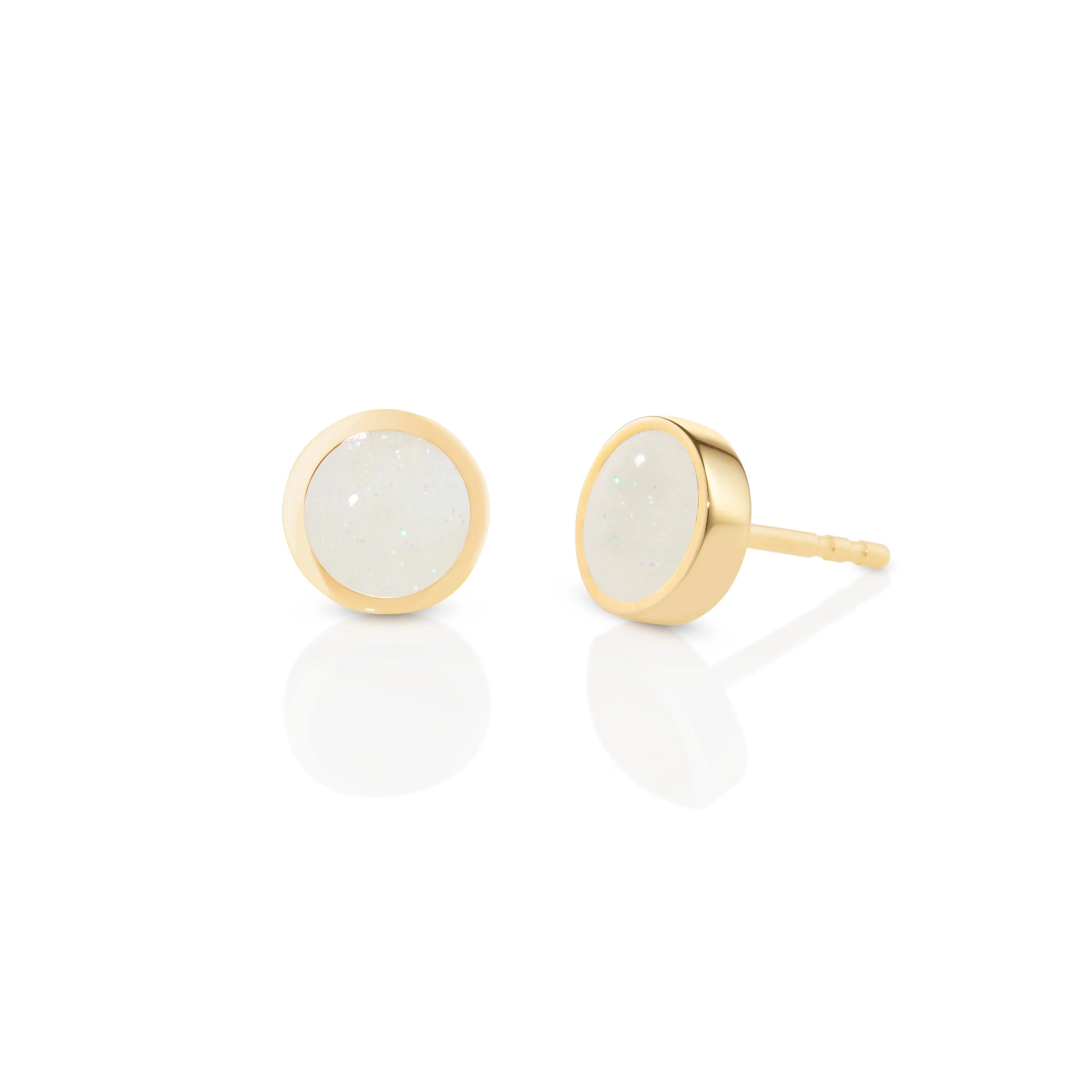 Circle sticker studs yellow gold with enamel