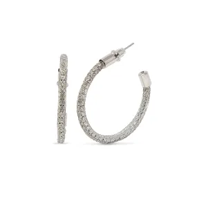 Crystals Mesh 35MM Hoop Rhodium Plated