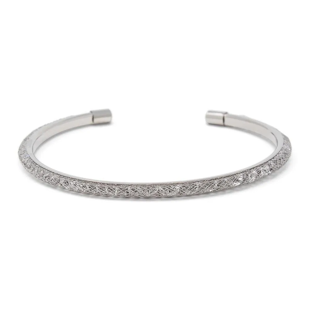 Crystals Mesh Bangle Black Tone