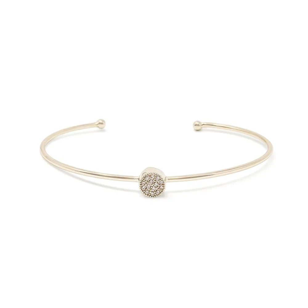 Cubic Zirconia Pave Station Bangle Gold Plated