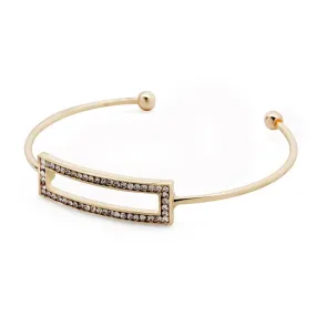 Cubic Zirconia Retangle Thin Bangle Gold Plated