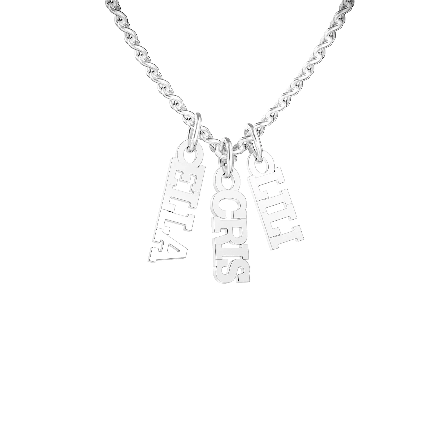 Custom Personalized Vertical Name Necklace with 2 inscriptions, 10 characters, 2 natural diamonds