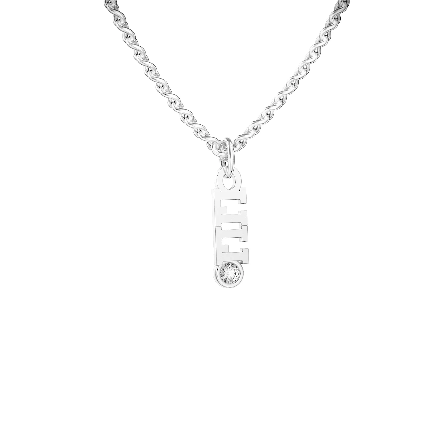 Custom Personalized Vertical Name Necklace with 2 inscriptions, 10 characters, 2 natural diamonds