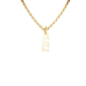 Custom Personalized Vertical Name Necklace with 2 inscriptions, 9 characters, 2 natural diamonds