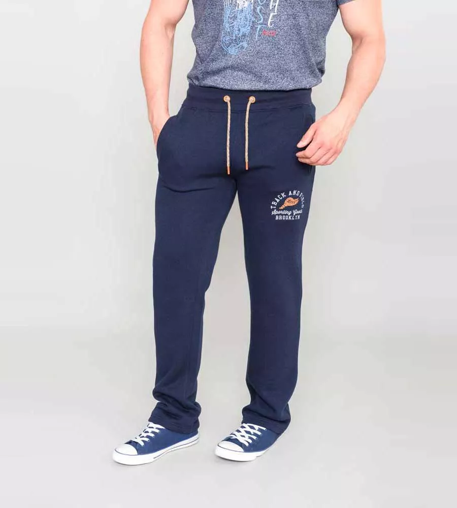 D555 Mens Navy Embroidered Jogger With Open Hem (CHILWORTH 2)