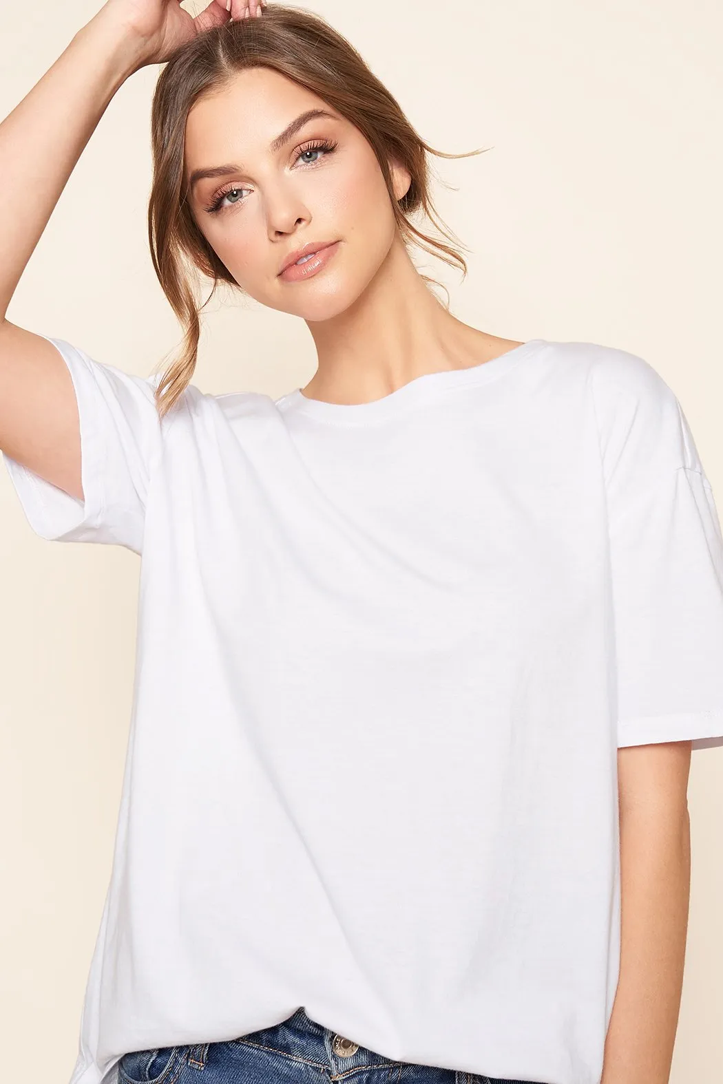 Ellie Boxy Full Length Cotton Knit T-Shirt