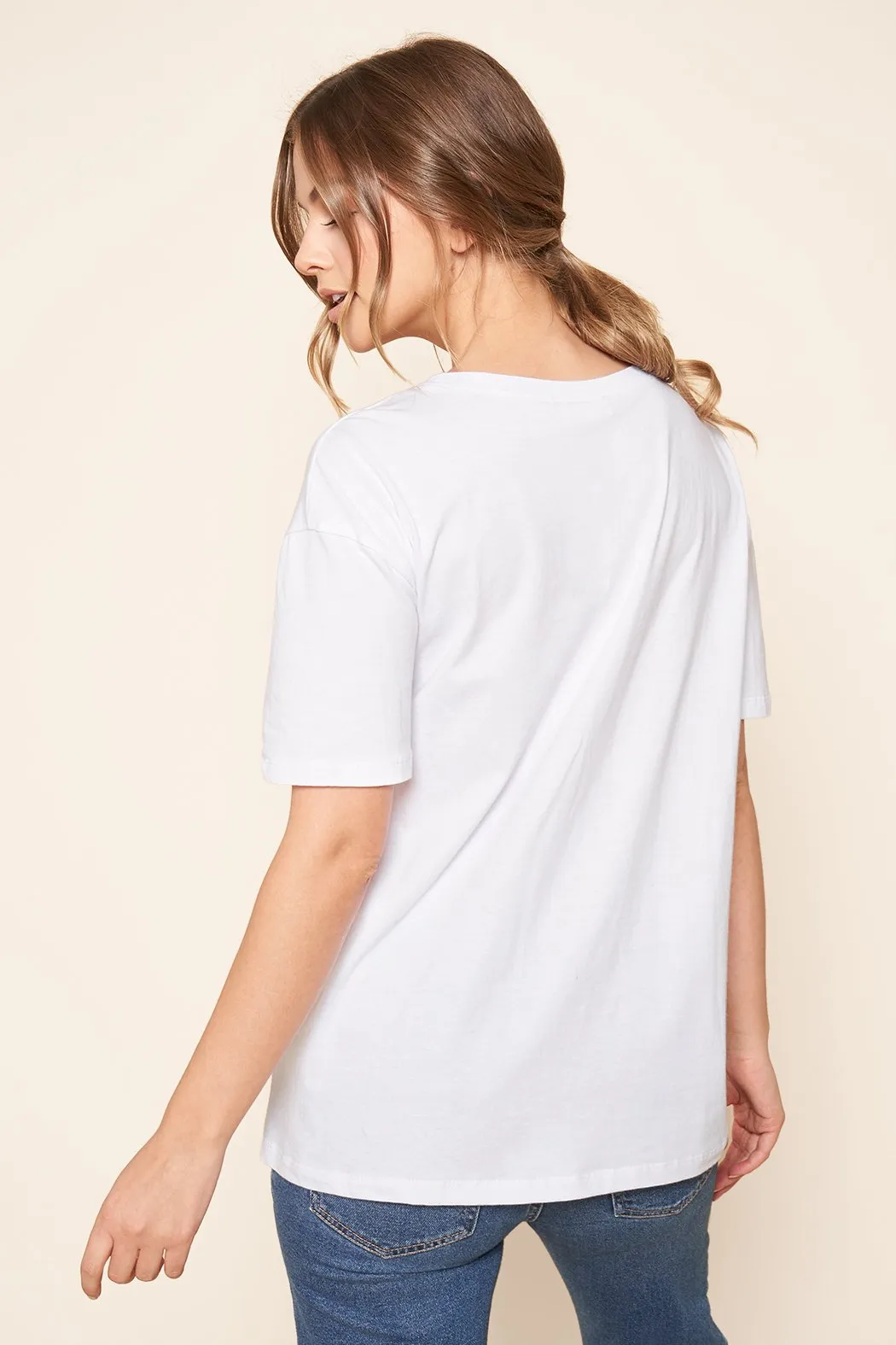 Ellie Boxy Full Length Cotton Knit T-Shirt