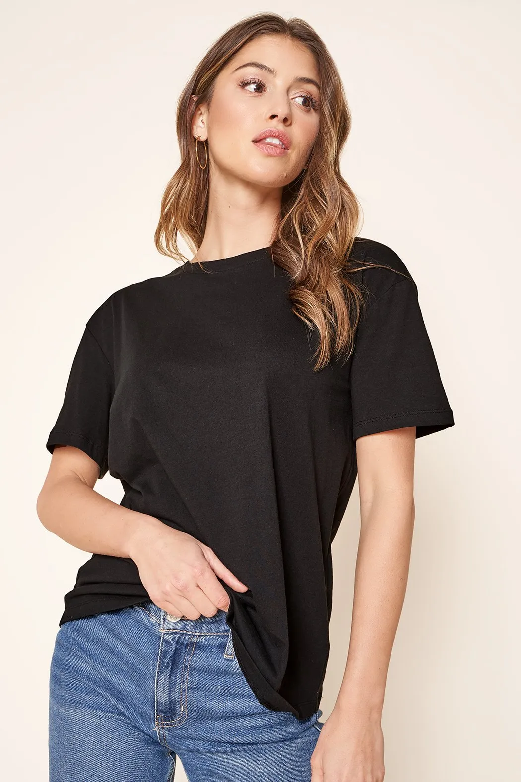 Ellie Boxy Full Length Cotton Knit T-Shirt