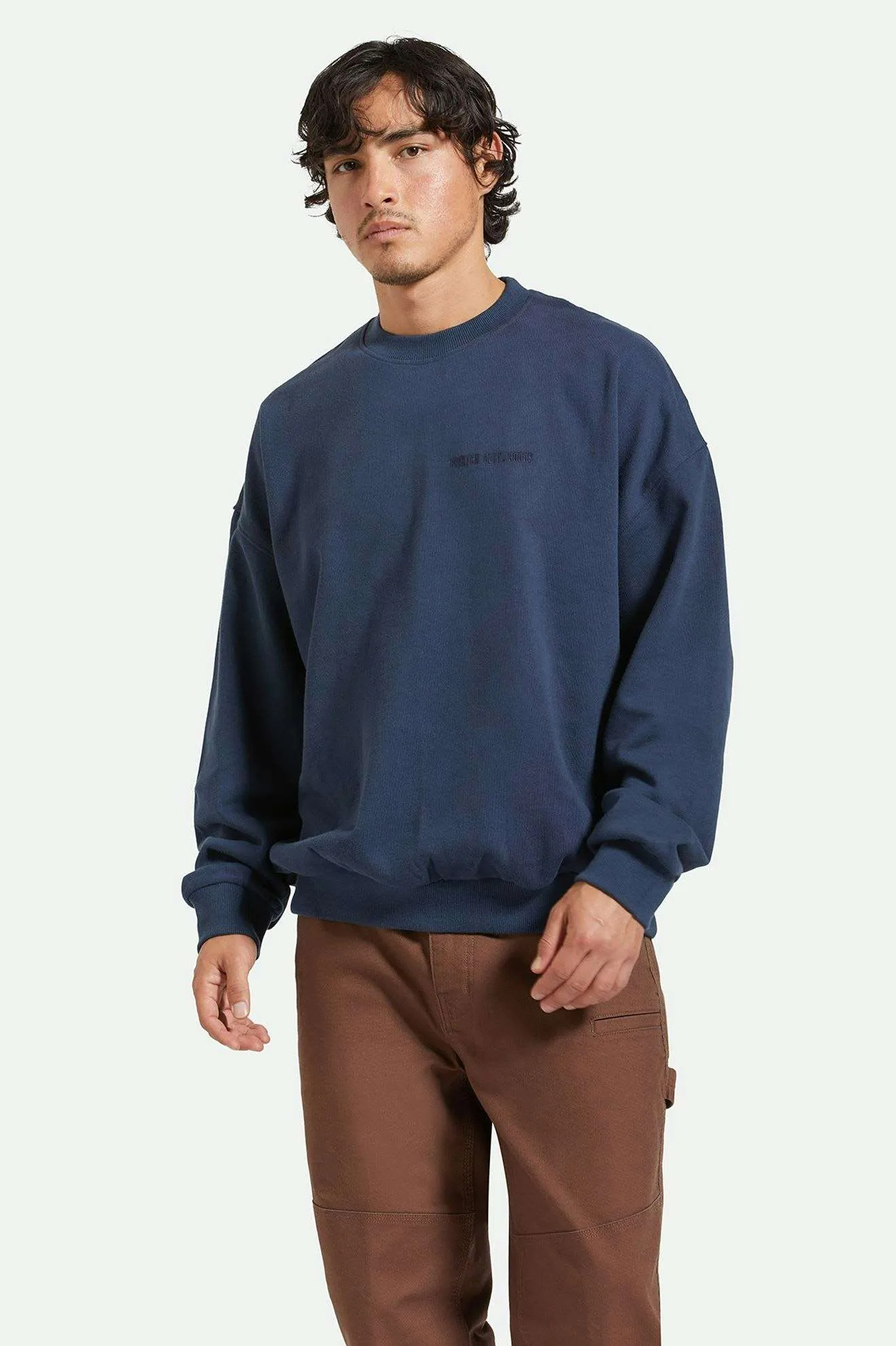 Embroidered Heavyweight Oversized Crew - Washed Navy