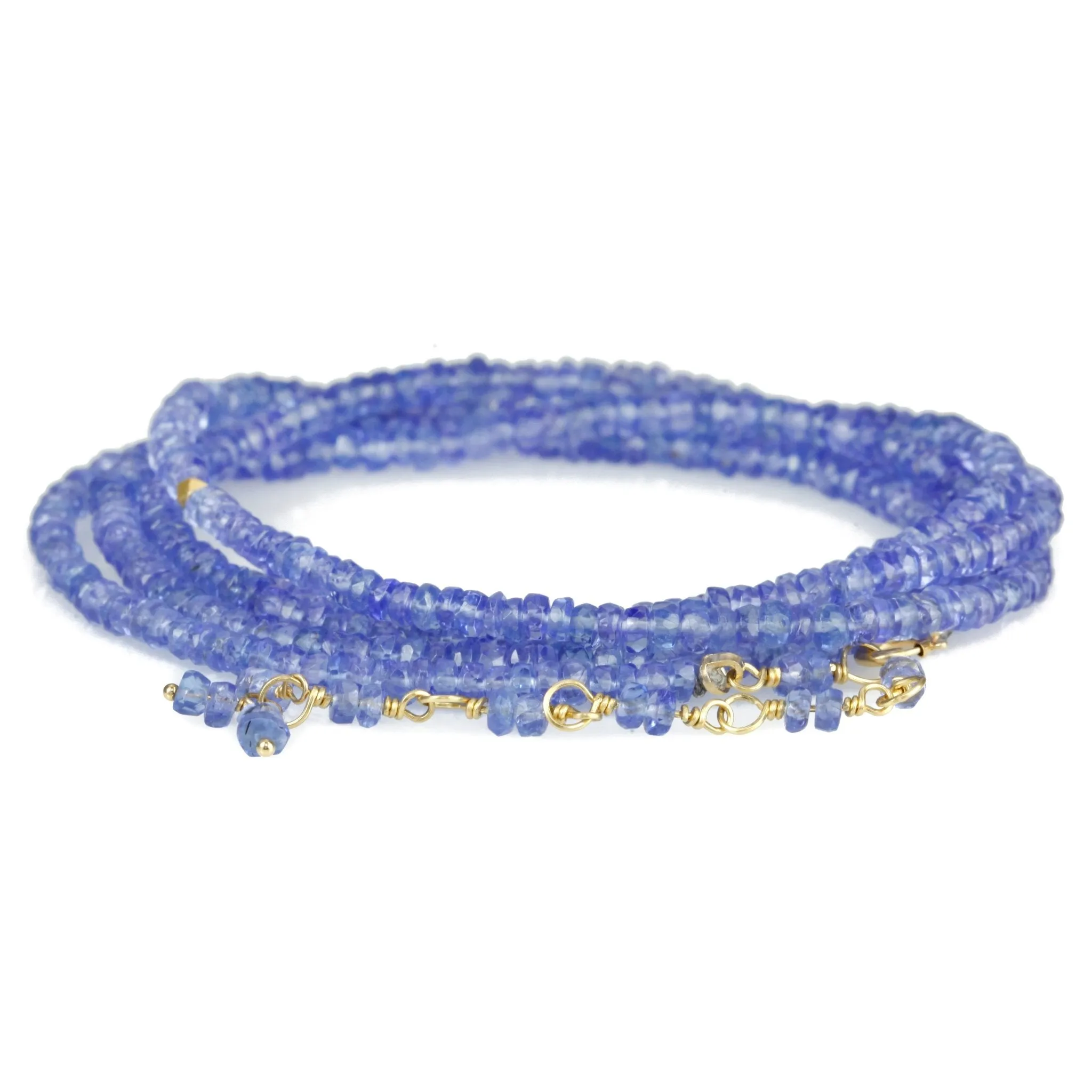 Faceted Tanzanite Beaded Wrap Bracelet