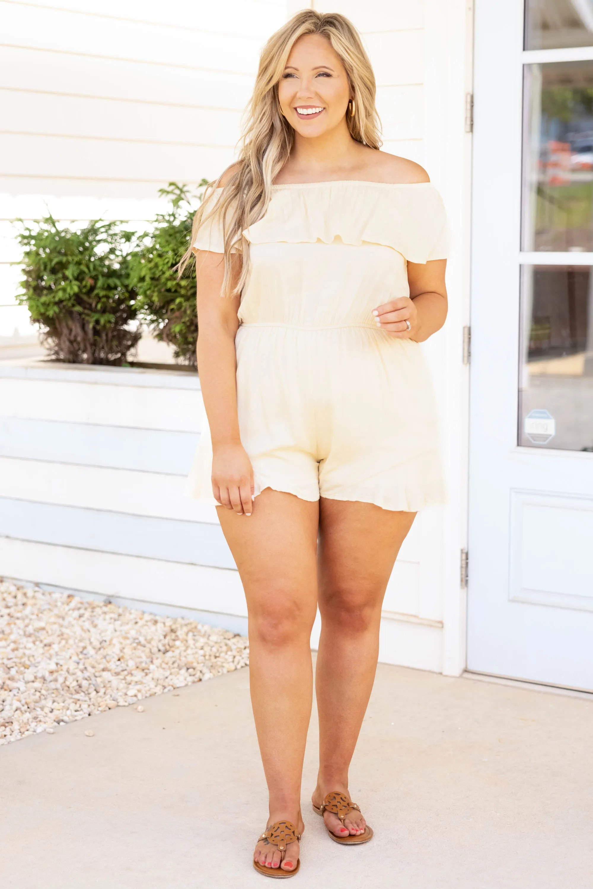 Fashion Finesse Romper, Cream