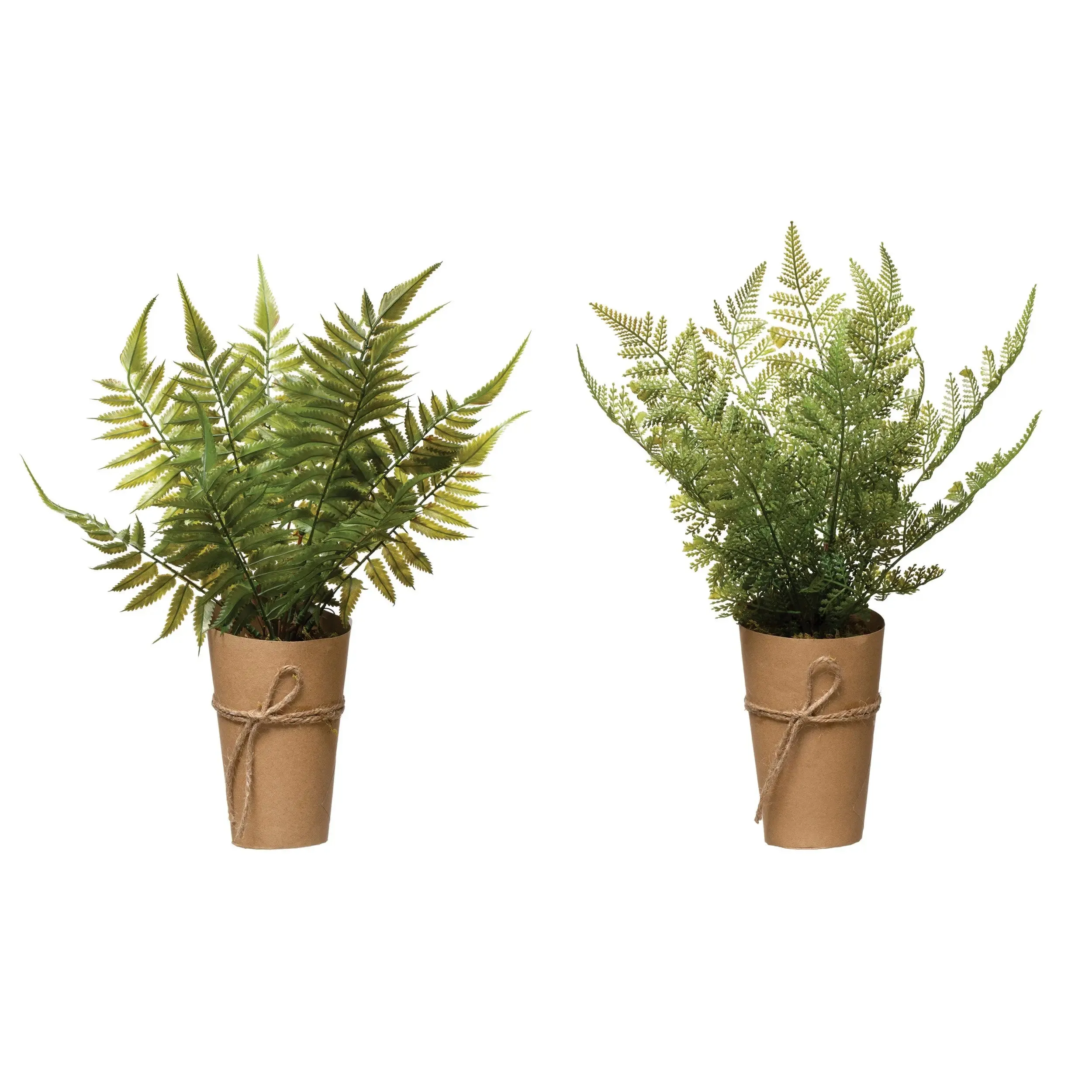 Faux Fern In Paper Wrapped Pot - Thin Leaf