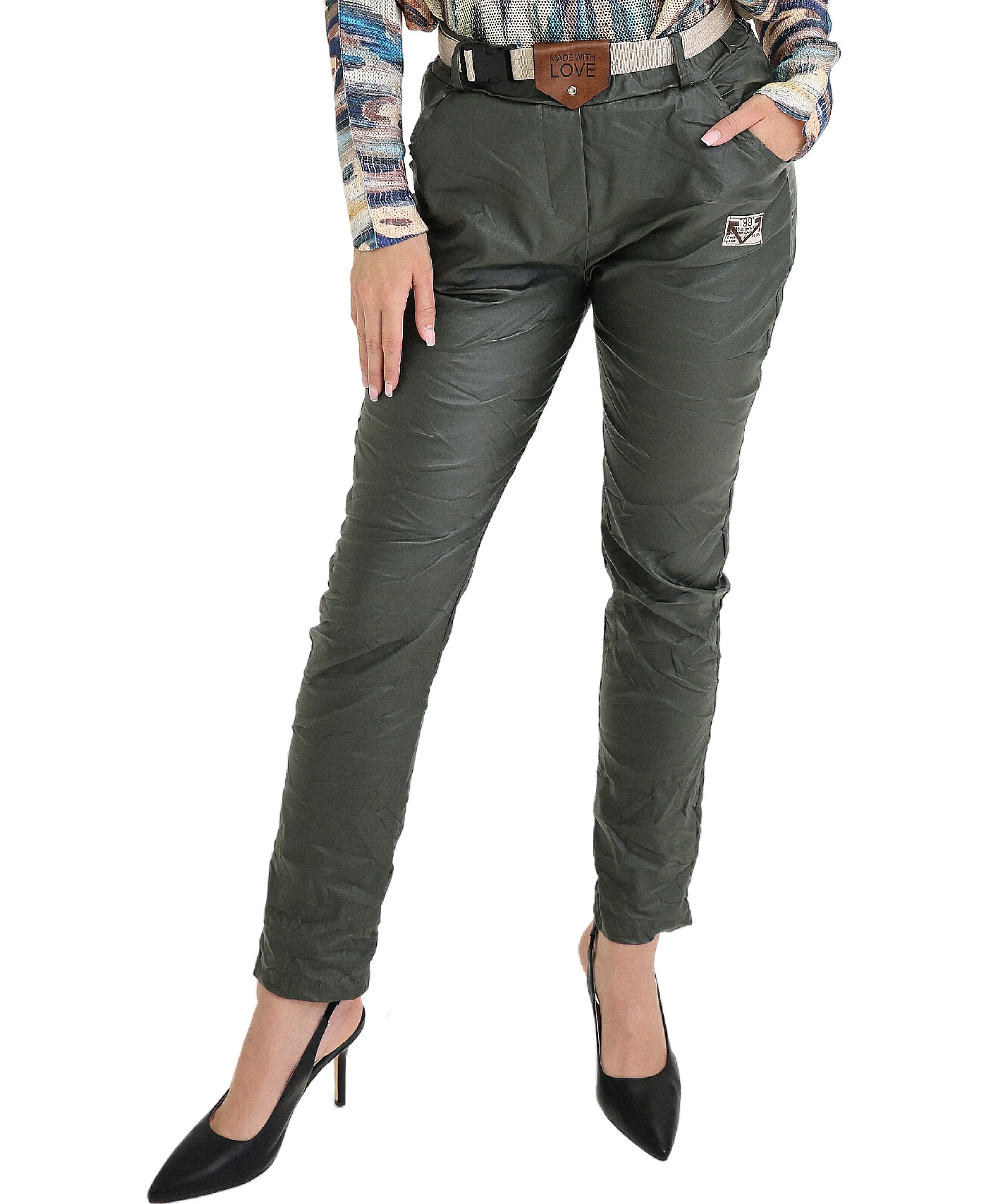 Faux Leather Pants w/ Belt