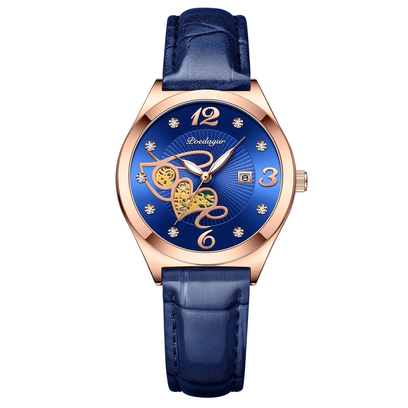 Female Luxury Elegant Leather Casual Clock Waterproof Luminous