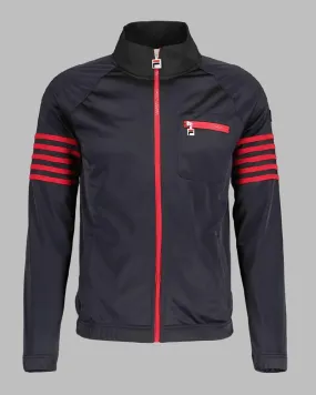 FILA VANN 5 Stripe Track Top Black/Equestrian Red