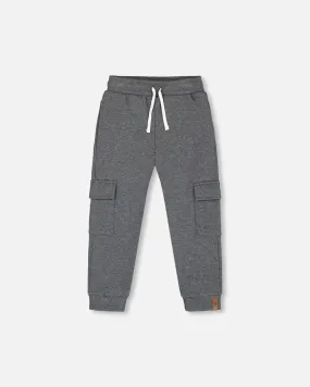 Fleece Sweatpants With Cargo Pockets Dark Gray