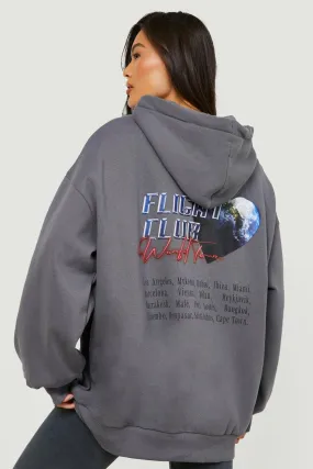 Flight Club Back Print Oversized Hoodie