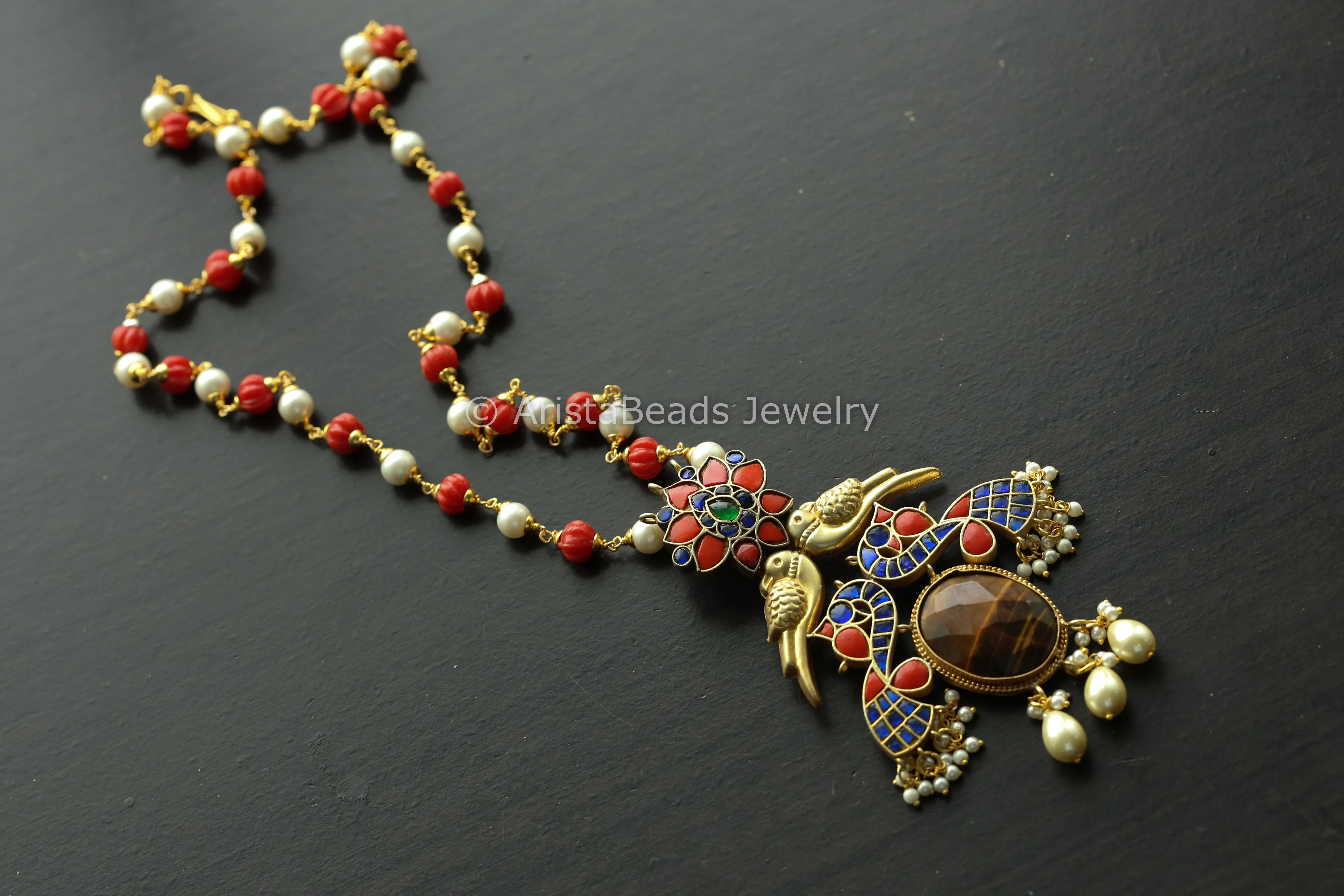 Fusion Jadau Kundan Necklace -Tiger eye