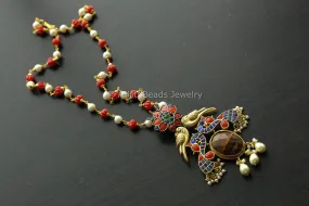 Fusion Jadau Kundan Necklace -Tiger eye