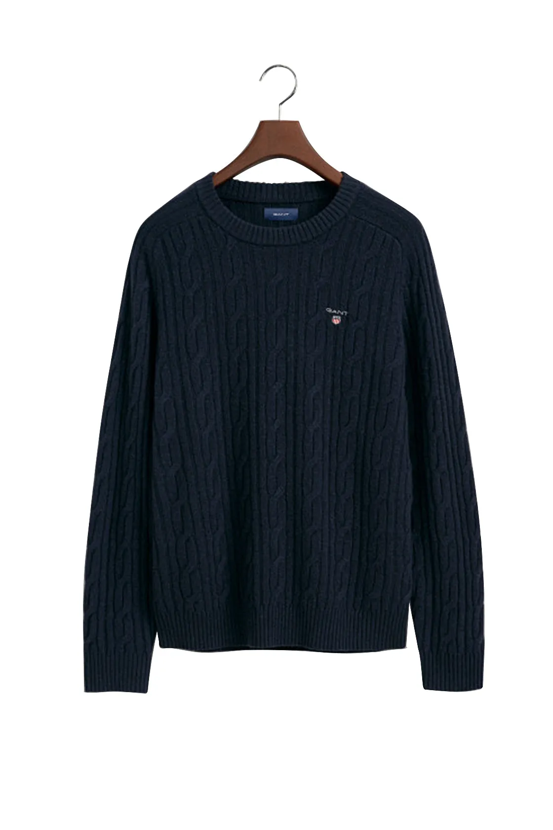 Gant Lambswool Cable Knit Evening Blue