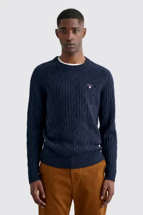 Gant Lambswool Cable Knit Evening Blue