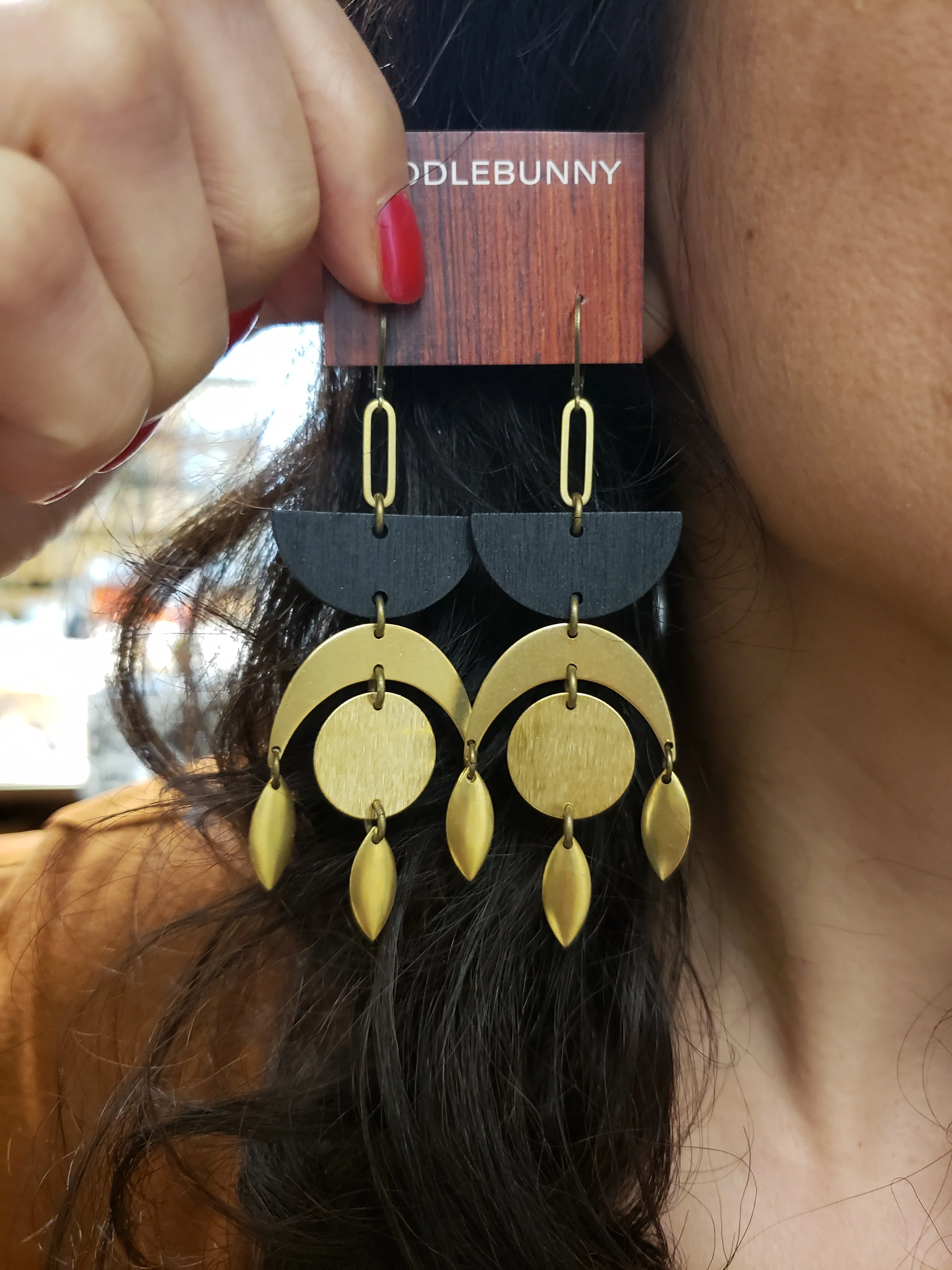 Geometric Moon drop earrings