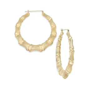 Gold Bamboo Hoop Earrings - 6 Sizes - READY TO SHIP