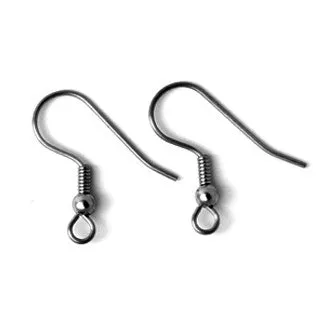 Gun Metal Earwire with Ball & Coil (50 pcs)